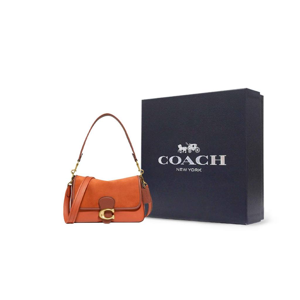 Coach Tabby 26 Classic C Buckle Leather And Suede Shoulder Bag Women Shoulder Bag Canyon-Red Brown C5262-B4NP6