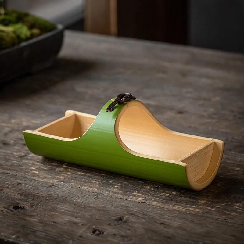 Sushi Snack Plate Bamboo and Wood Tableware Natural Wooden Plate Creative Snack Plate Tea Tray Dry Fruit Tray Fruit Bowl