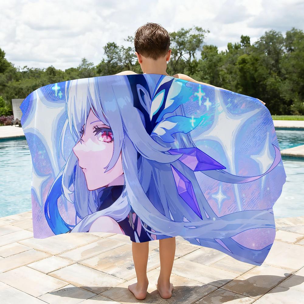 Game Skirk Genshin Impact Towel Soft Lightweight Anti-Sand Large Beach Towel Quick-Drying Bath Sports Family