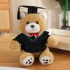 Graduation Doctor Bear Plush Toy with Hat & Red Bow Tie - Customizable Logo Option