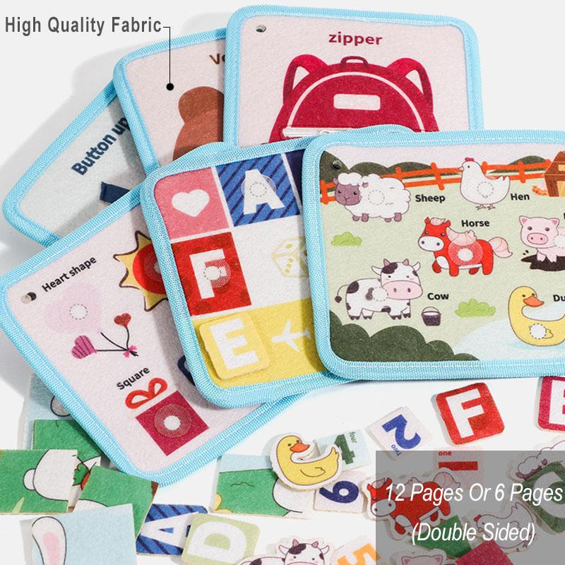 Barn Stille Travle Bøker Montessori-brettleker Finmotortrening Førskolelæring Sansleker for småbarn Reiseaktiviteter