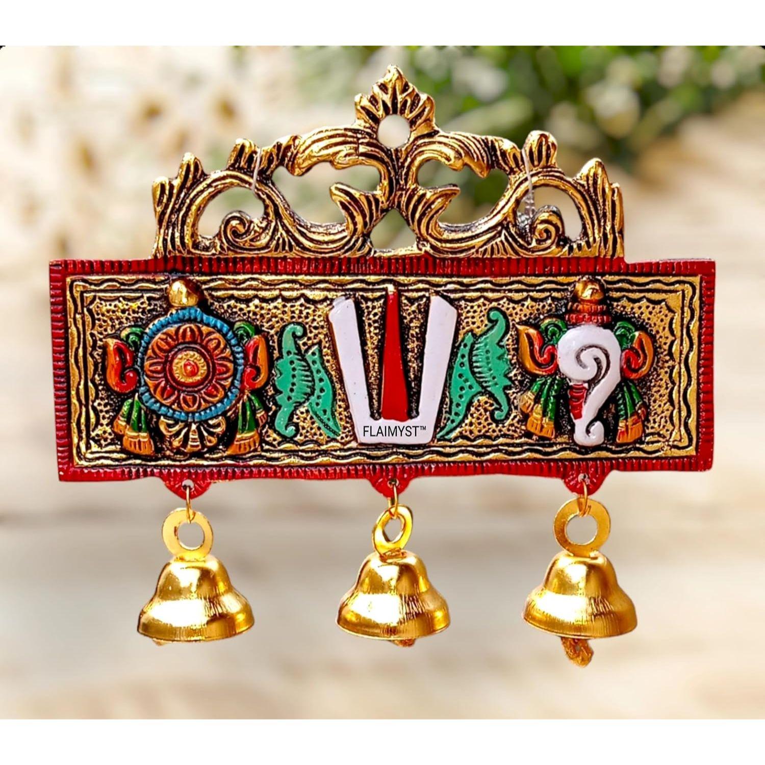 Алюминиевая Настенная Вешалка для Двери Тирупати Shankh Chakra Namah с Шариком Разноцветная Декоративная