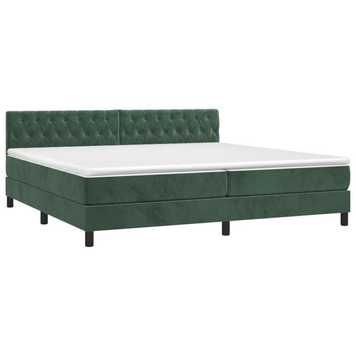 VidaXL Divan Bed and Mattress Dark Green 200x200cm Velvet - Model 3141506