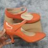 Zapatos de tacón alto informales de charol con tiras en el tobillo para mujer, 7 cm, tacón medio, cómodos, redondos, de boca baja, para trabajo, boda, color rojo