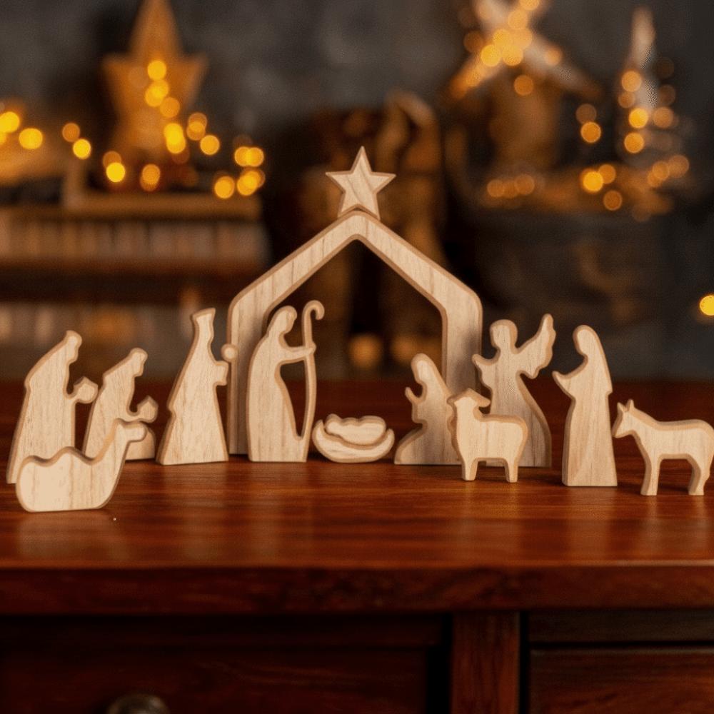 Mini Nativity Scene Decorations Stable Wooden Nativity Scene Set Nativity Scene Table Centerpiece