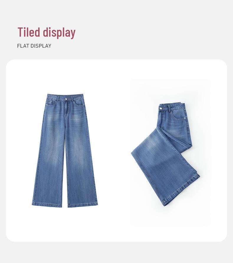 Summer Ultra-Thin Tencel Lyocell Wide-Leg Jeans, Super Soft Loose Straight-Leg Floor-Length Pants