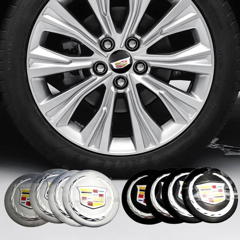 AAEO1 4pcs Aluminum 56mm Car Logo Wheel Center Sticker for Cadillac XLR BLS Seville ATS CTS DTS STS SLS SLR Escalade Deville XT5 CT6