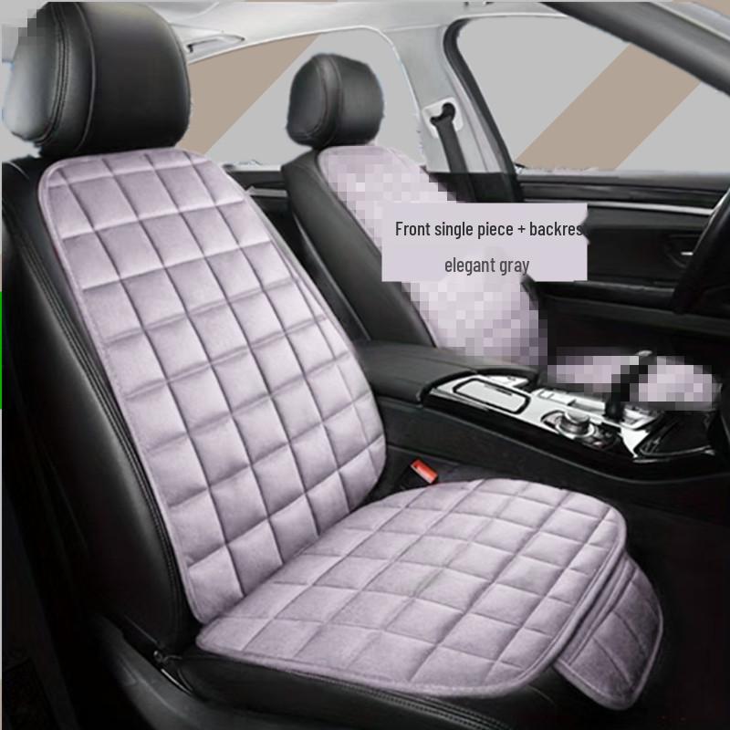 Universal Non-Slip Crystal Velvet Car Seat Cushion with Backrest for All Seasons