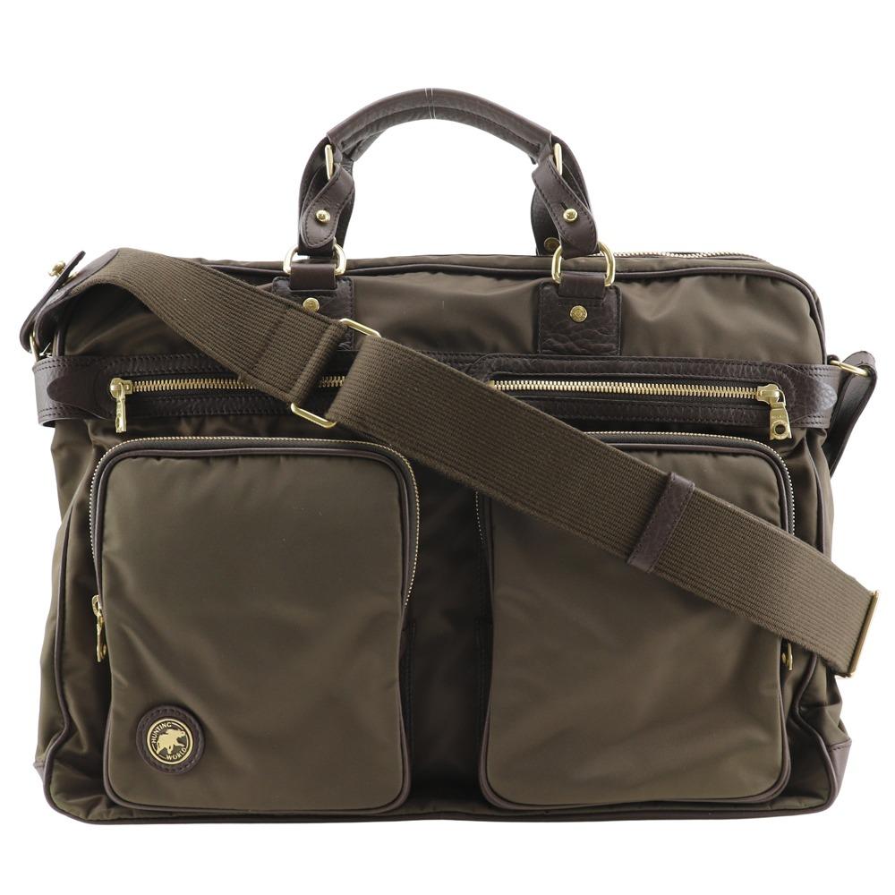 

HUNTING WORLD 2WAYShoulder Business bag Briefcase Brown Nylon/leather mens Used
