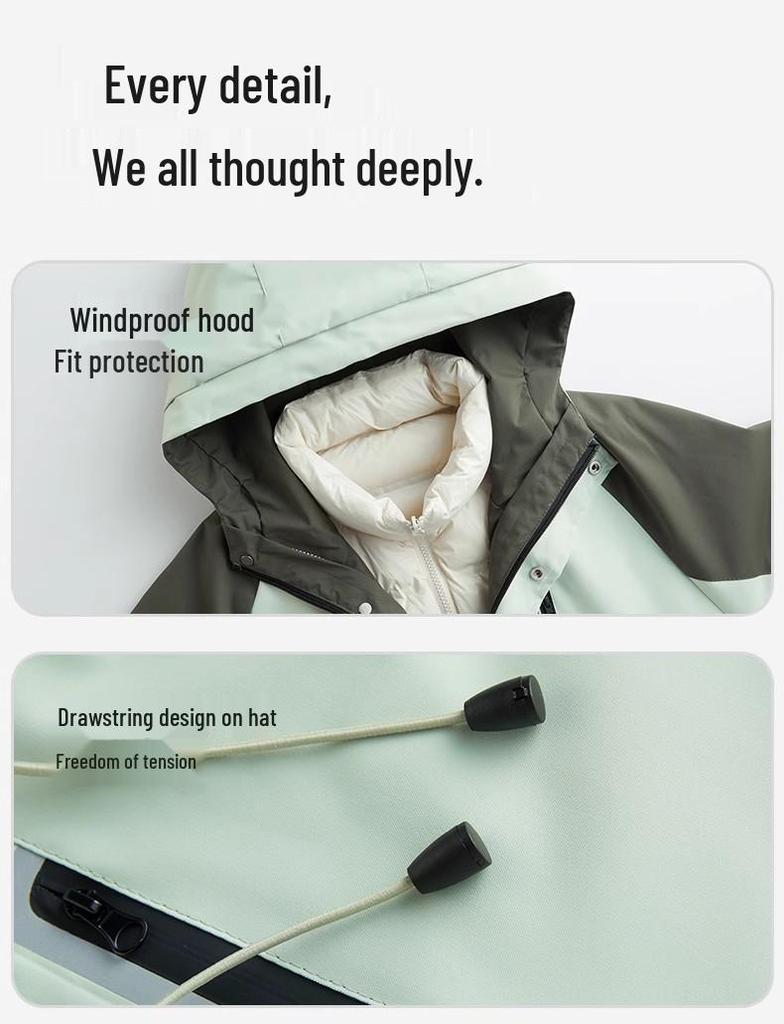 Camel HJCAMEL Women's 3-in-1 Autumn/Winter Windproof Waterproof Down Jacket