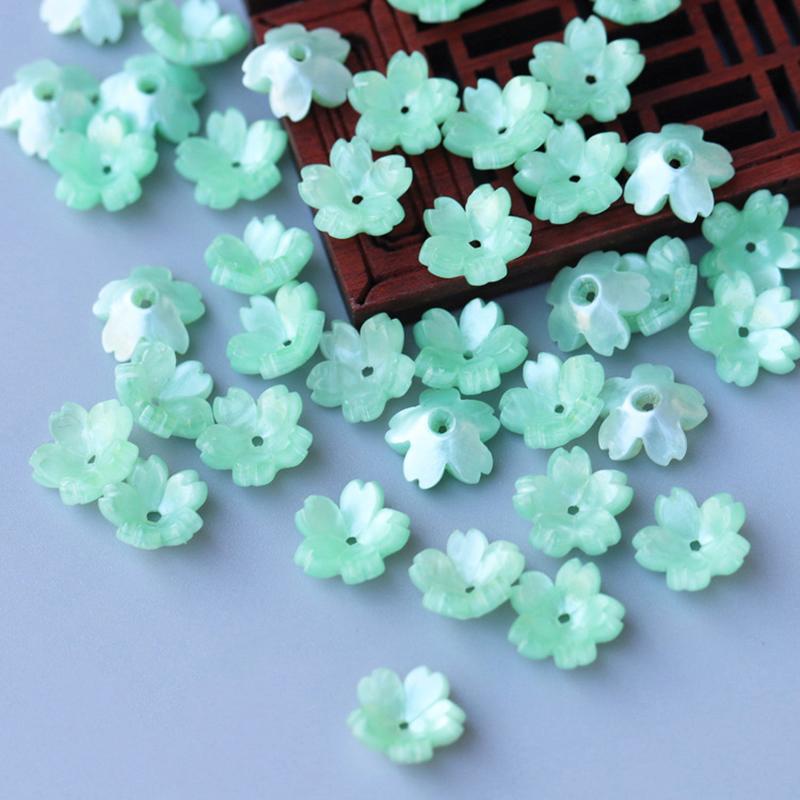 10-50pcs 11mm Resin Flower Petal Beads Caps Cherry Blossoms Charms Pendants Loose Spacer Bead for Jewelry Making Components DIY