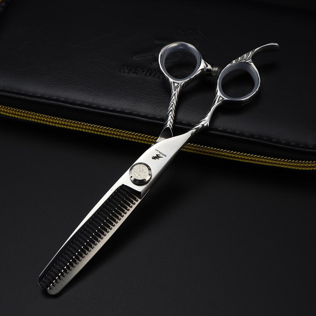 Fdms Silver Left-Hand Cut 6.0 Inch Special-Shaped Dimaxi, Hair Scissors, Hair Scissors, Flat Scissors, Bangs Scissors 7H