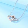 S925 Silver Doppel Herz Color Separation Necklace Light Luxury Minority Rose Gold Heart Buckle Sterling Silver Necklace