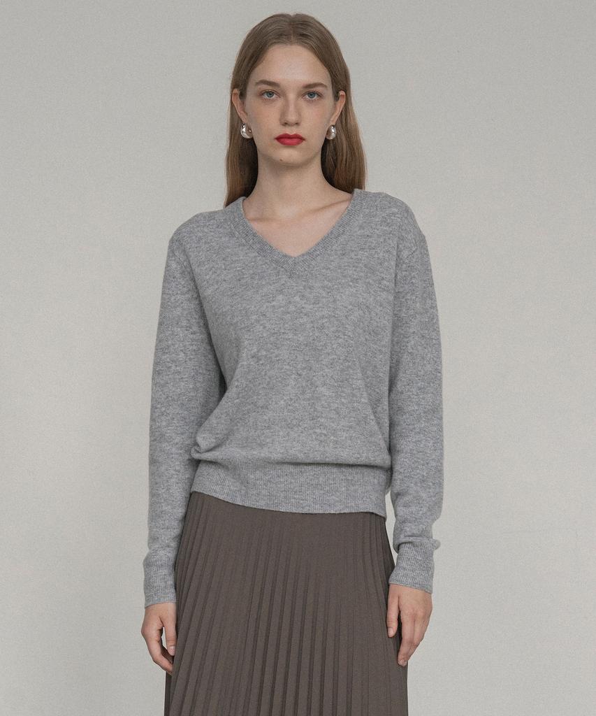 Siyajyu Sikn2124 V-Neck Single Knit_Gray