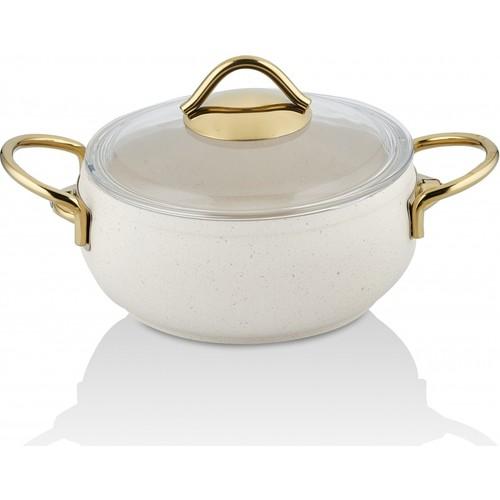 Taç Luna 4'lü 7 Parça Granit Tencere Seti Gold Sap