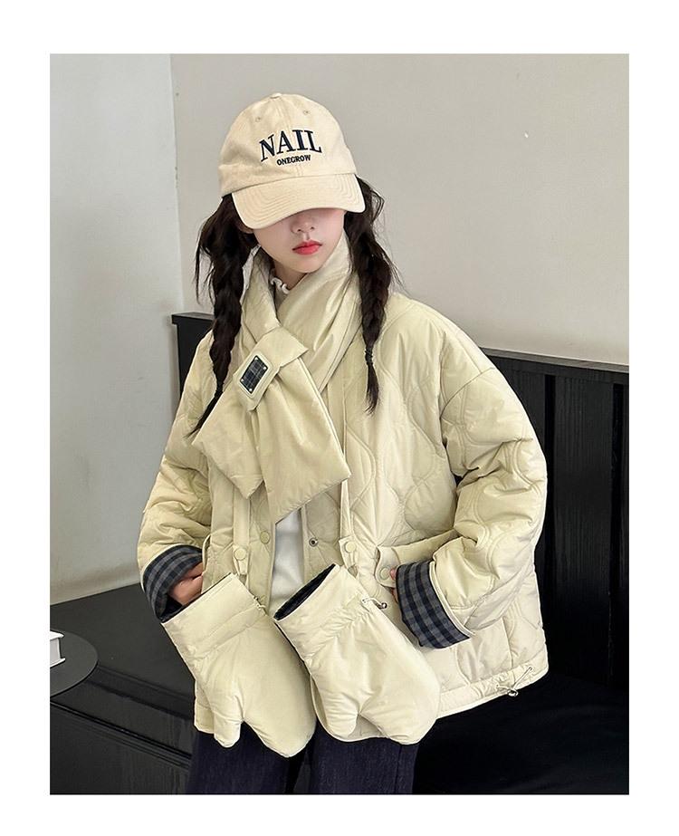 Reversible Quilted Cotton Coat for Girls - Fashionable & Thickened Winter Jacket
