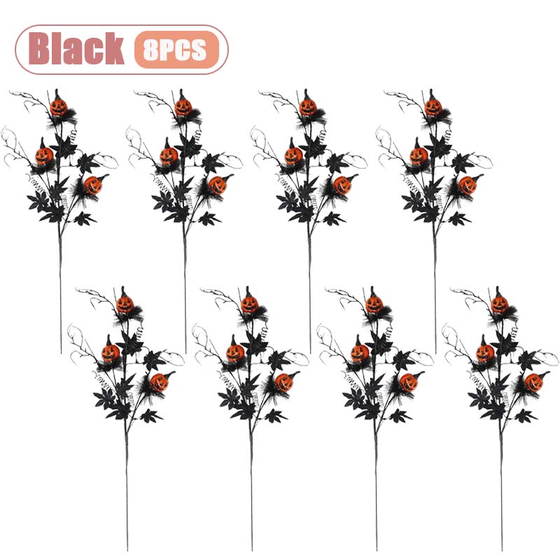 Terror Black Pumpkin Flower Bouquet for Halloween Party Decoration Creepy Branch Floral Arrangement for Home Haunted House Decor