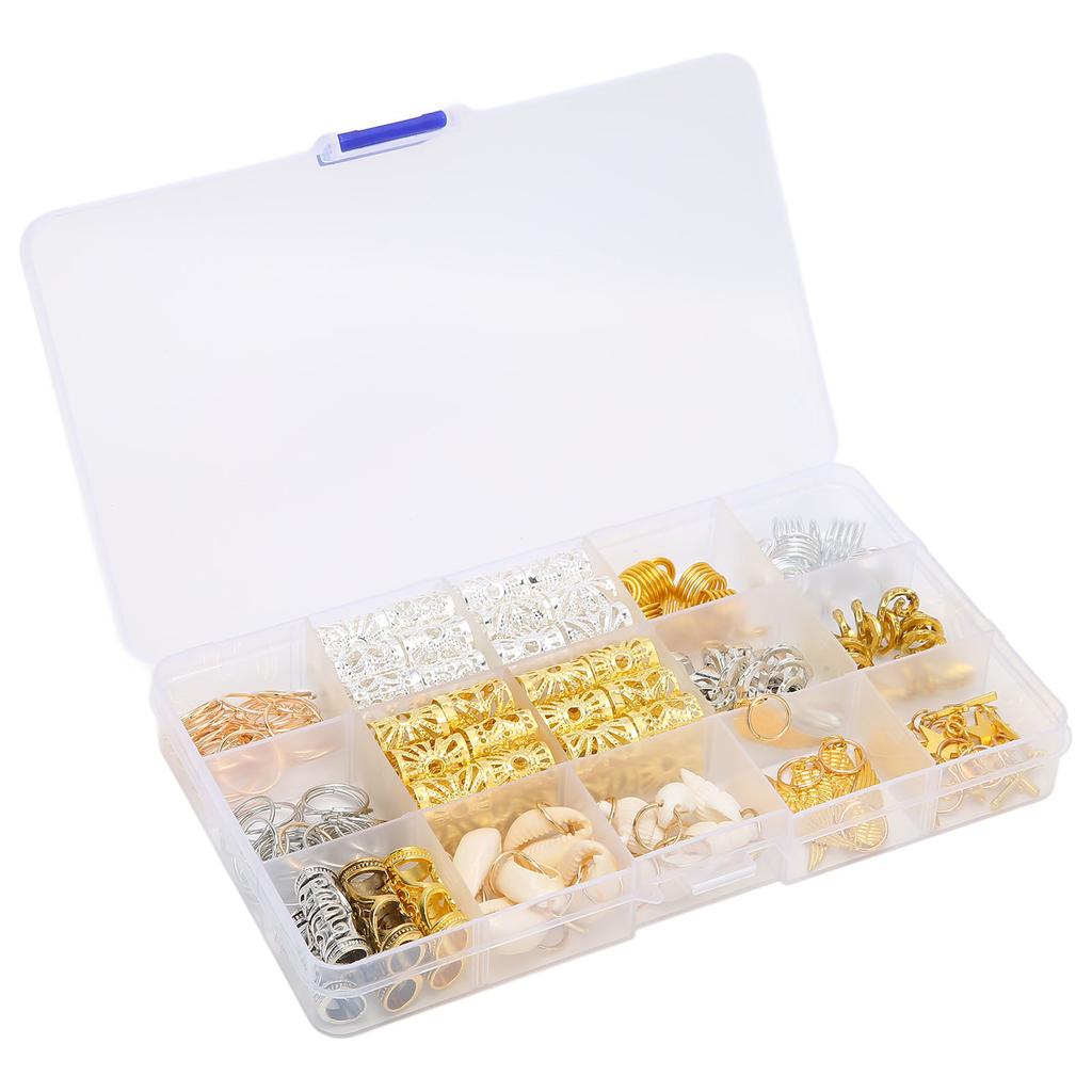 159pcs Hair Tube Beads Spiral Hair Coils Alloy Dreadlock Beads Pendant Set Hair Braiding Accessories