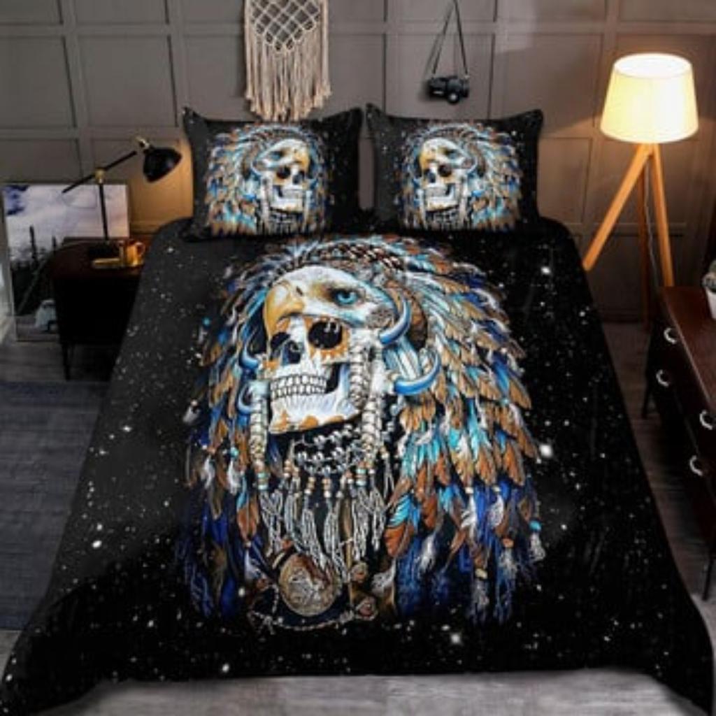 Tmarc Tee Native Skull Galaxy Bedding Set Bedspreads Home Bedding Set Quilt Cover Set