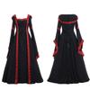 Women Vintage Medieval Court Style Square Neck Flared Sleeve Hooded Large Hem Dress