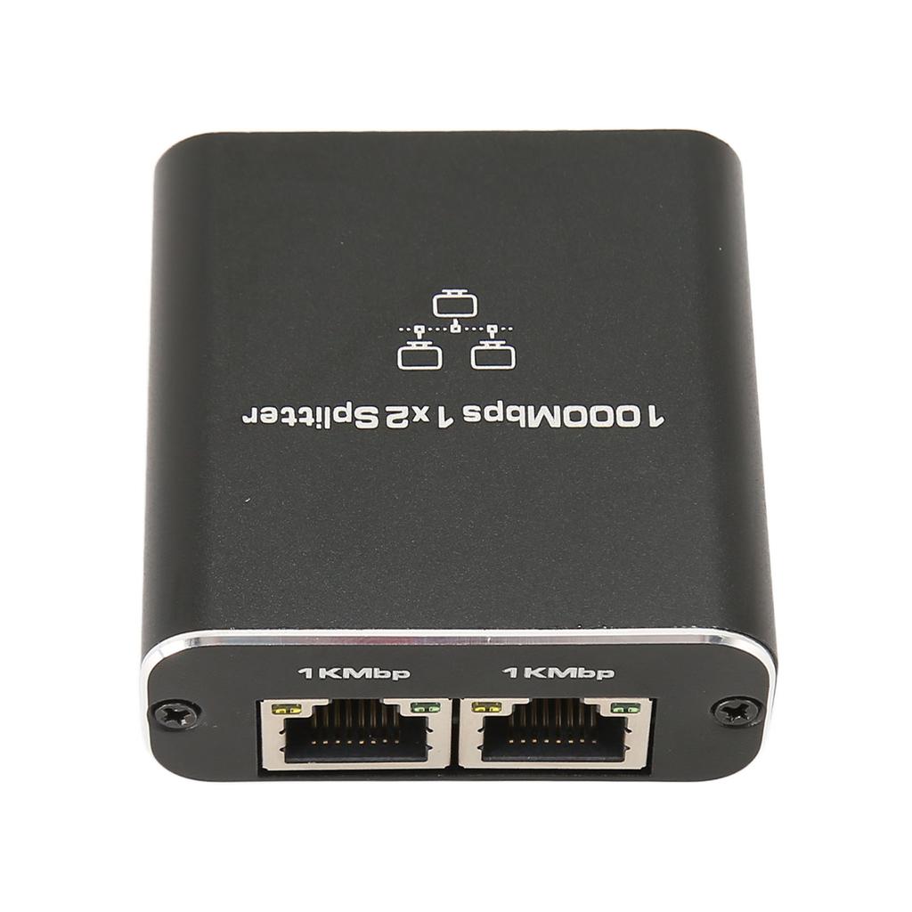 Gigabit Splitter 1000Mbps 1 in 2 Out RJ45 Port Aluminum Alloy Network Splitter for PC Laptop Router