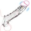 8.6 Inch Clear Cock Ring Extender Reusable Penis Sleeve with Vibrator Penis Ring Soft Dick Enlarger for Couples Reusable Condoms