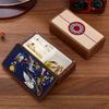 HeMu Magnetic Closure Embroidered Wooden Jewelry Box, Portable Mini Organizer for Rings, Earrings, Necklaces and Bracelets