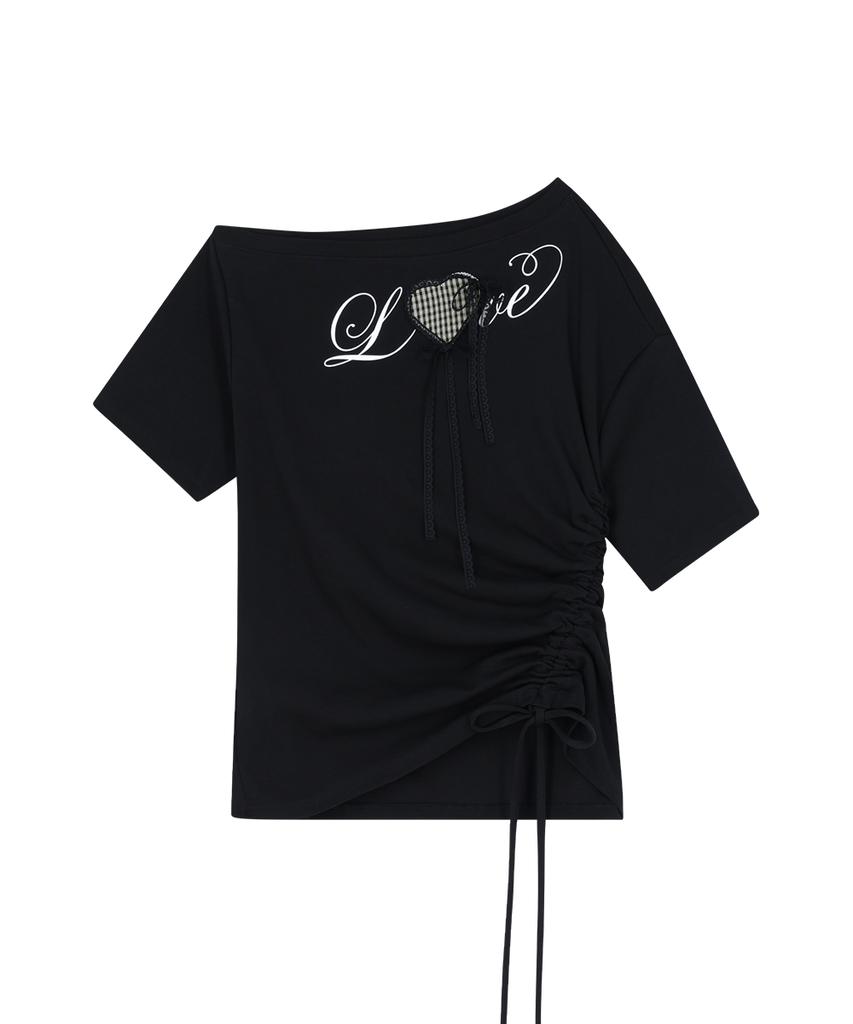 ILLIGO Love One-Shoulder Oversized T-Shirt Black