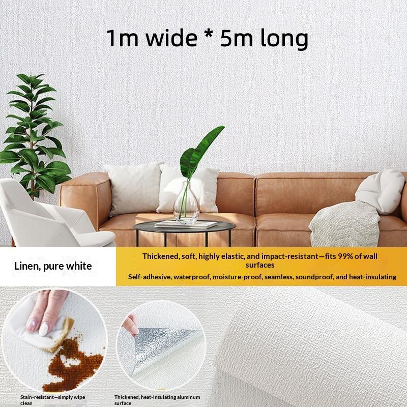 Self-Adhesive 3D Linen Foam Wall Sticker Moisture-Proof Wallpaper For Living Room Bedroom Bathroom Dormitory Home Decorationecor