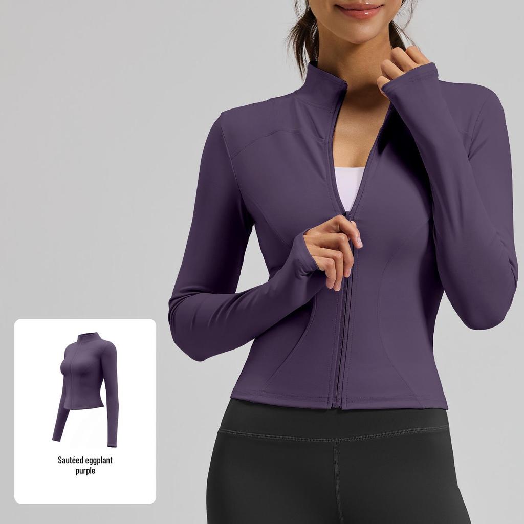Women's Juyitang Stand-up Collar Yoga Jacket for Running & Cycling - Slimming, Elastic Fitness Top