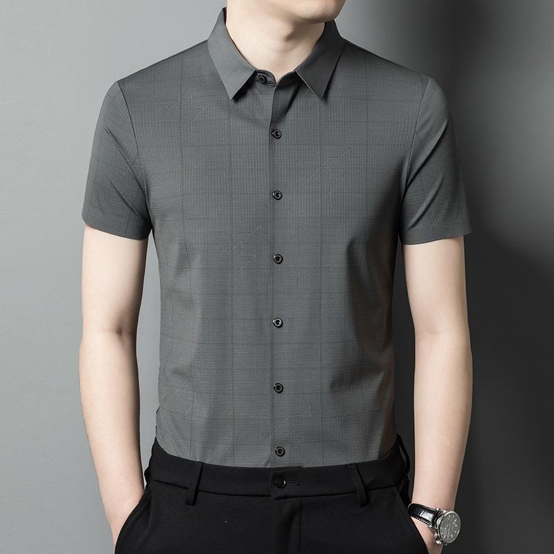 Summer Men's Middle-Aged & Young Lapel Collar Breathable Fashion Casual Short Sleeve Shirt Top