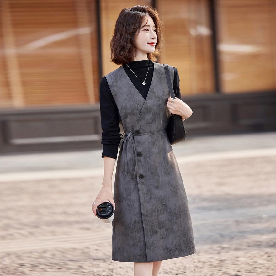 Vest Dress Bottoming Shirt Two-piece Women's Clothing Spring New Fashion Temperament Age-reducing Suit Skirt