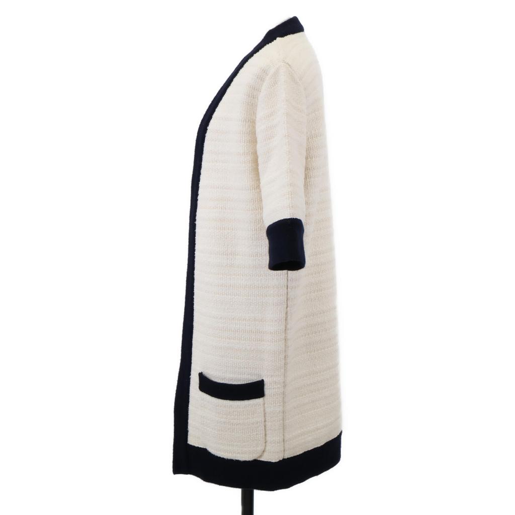 GUCCI [Good condition/domestic regular] 490346 Tweed collarless coat S White / blackUsed