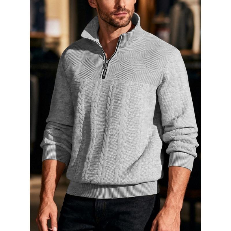 Men S Casual Vintage Half Zip Knit Sweater Loose Fit Long Sleeve Pullover