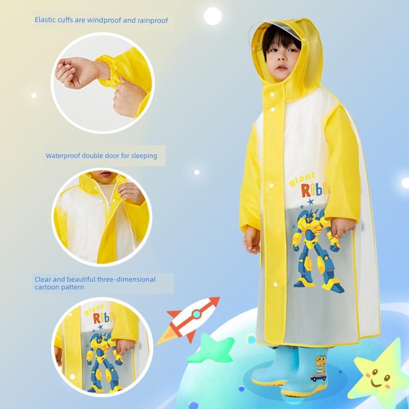 Children's Full-Body Raincoat, Primary School Students' One-Piece Raincoat with Backpack Space, Cartoon Kindergarten Raincoat, Popular Rain Poncho