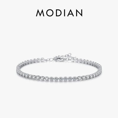 925 Sterling Silver Sparkling CZ Tennis Bracelet Round Zirconia Platinum Plated Bracelet For Women Fine Jewelry Gift
