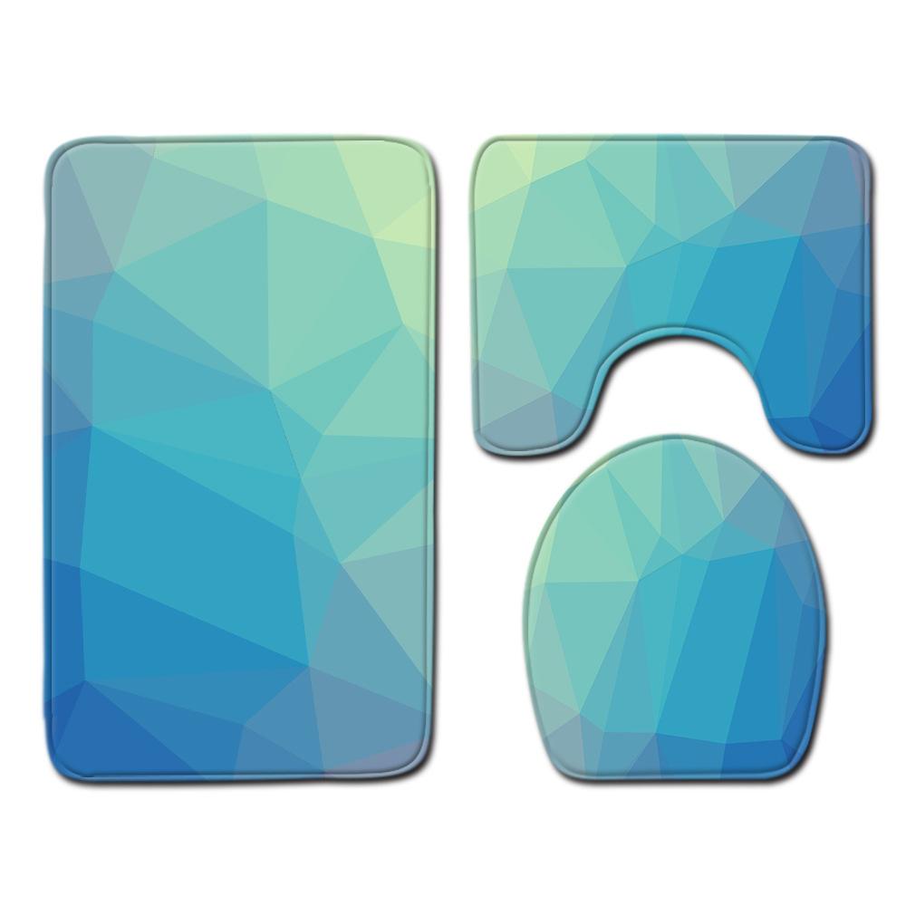 Colorful Gradual Change Toilet Floor Mat Three-Piece Bathroom 3-Piece Carpet Door Mat