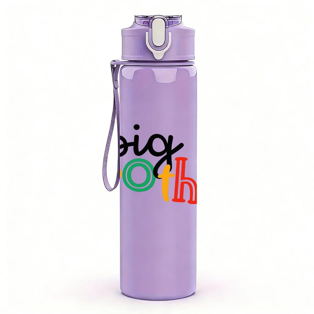 1PC Big Brother Color Letter Print 750ml Color Plastic Sports Water Bottle Leakproof Flip Straw Lid Suitable for Sports Office Home Use