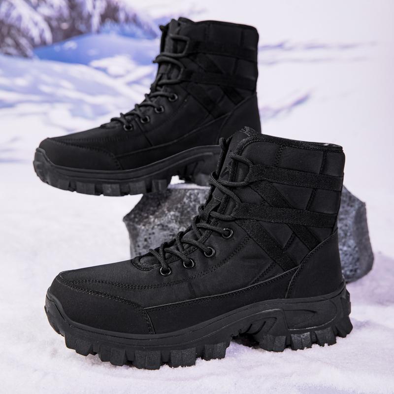 TUINANLE Women's Winter Boots Outdoor Anti-Slip Warm Plush Lined Cotton Shoes Casual Lace-Up Sports Shoes Men