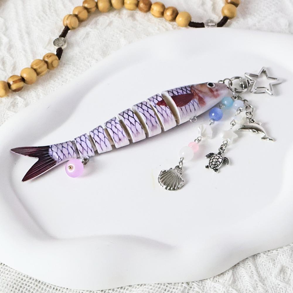 Creative Plastic Fish Keychain Multi Jointed Simulation Fish Hook Key Chain Keychain Pendant Gifts
