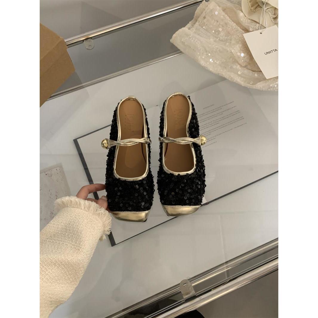 

Женские туфли-полусапожки с сумкой, женская летняя обувь, корейская версия, кружевные, нежные, с фееричным французским сандалиями на плоской подошве, вечерние туфли 40 чёрный