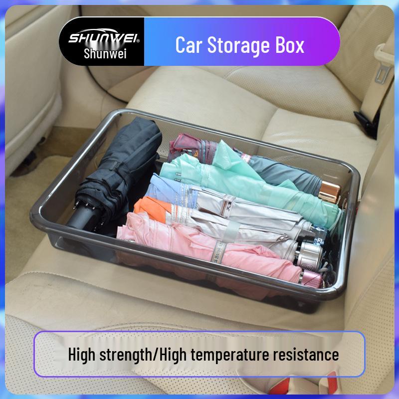 Car Interior Storage Tray: Plastic Shoe and Umbrella Organizer for Under-Seat Use