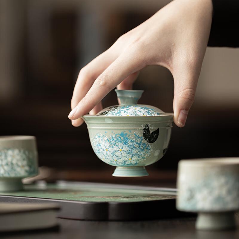 Jialang National Style Hand-painted Oncidium Ceramic Travel Tea Set