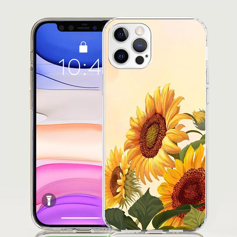 Beauty Yellow Sunflower Print Case Phone Cover for Apple iphone 16 15 14 13 12 Mini 11 Pro Max 16E X XS XR 7 Plus 8 + SE 2020 Tr