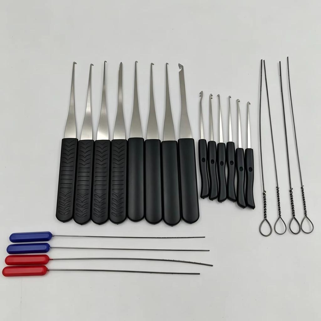 11Pcs Locksmith Extractor Tools Kit with Tension Wrench - Broken Key Removal Set for Home And Family Use Life Helper
