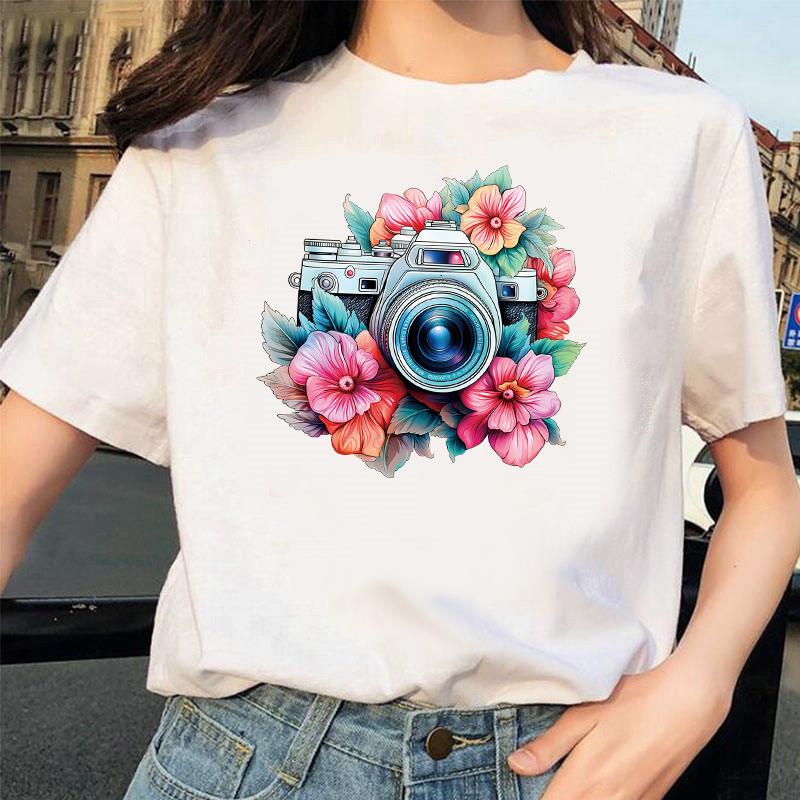 Flower Camera Stickers Patches Decals Diy Craft Supplies Garment Accessory Heat Transfer Diy Washable New Clothes Sticker