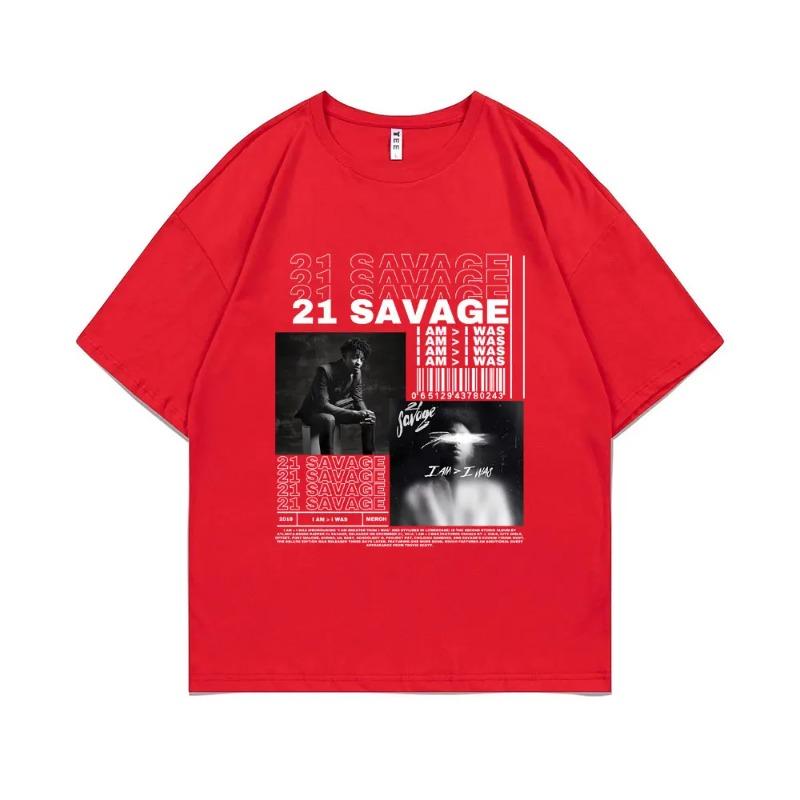 Rapper 21 Savage I Am I Was Music Album Graphic T-shirt Men Hip Hop T Shirts Male Vintage Casual Tshirt Men Fashion Streetwear