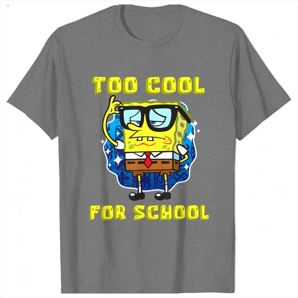 Spongebobs Too Cool for School Wearing Glasses TShirts Unisex Funny 100 Cotton Tee Shirt Crew Neck Short Sleeve T Shirts Tops