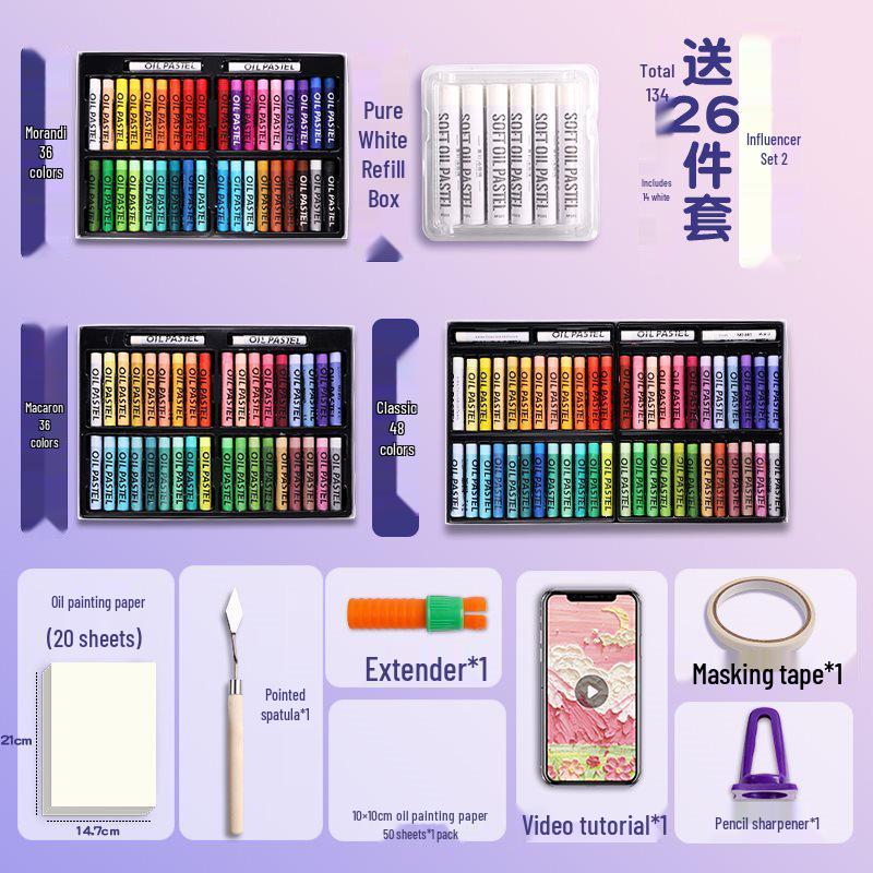 Super Soft Oil Pastel Set with Brush & Scraper Tools - Perfect Crayons for Kids' Birthday Gifts & DIY Projects