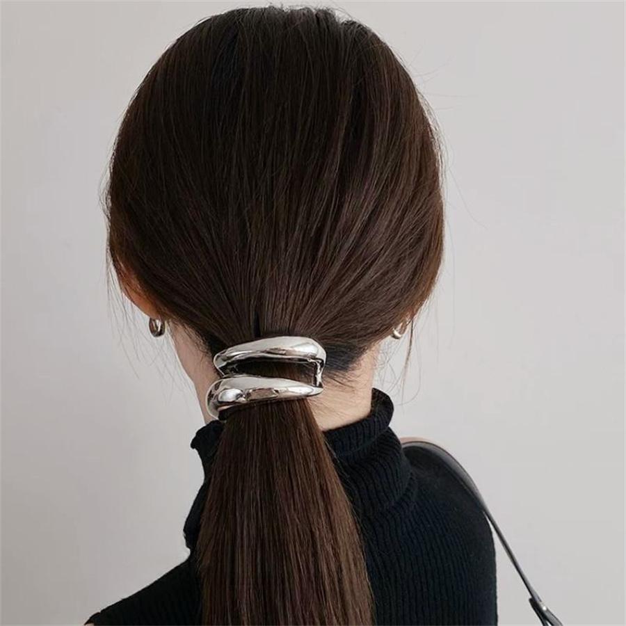 Neue modische und personalisierte doppellagige Metallhaarspange, vielseitiges Haarschmuck für Damen, Pferdeschwanzspange für den Hinterkopf